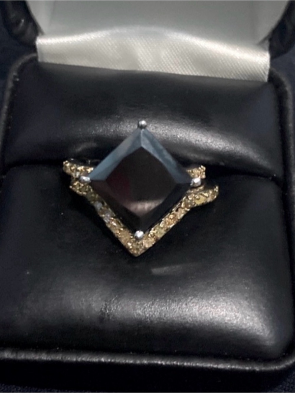 Stunning 5.70 Carat Princess Cut Black Diamond Wedding Set